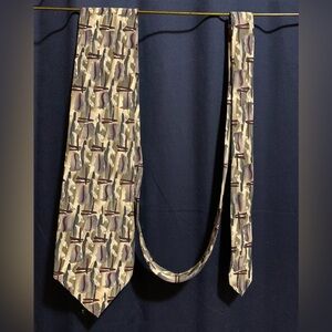 J. Garcia Abstract Pattern Tie - Cream and Brown